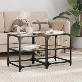 Mesa de centro superficie de vidrio 2 uds acero 40x40x45 cm by , Coffee table - Ref: Foro24-846003, Price: 52,78 €, Discount: %