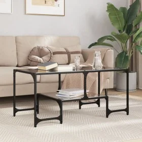 Mesa de centro superficie de vidrio acero negra 98,5x50x45 cm by , Coffee table - Ref: Foro24-846015, Price: 58,48 €, Discoun...