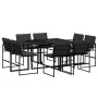 Juego de comedor de jardín 9 piezas con cojines textileno negro by , Garden sets - Ref: Foro24-3295078, Price: 427,64 €, Disc...