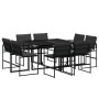 Juego de comedor de jardín 9 piezas con cojines textileno negro by , Garden sets - Ref: Foro24-3295078, Price: 434,57 €, Disc...