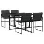 Juego de comedor de jardín 5 pzas con cojines textileno negro by , Garden sets - Ref: Foro24-3295073, Price: 258,01 €, Discou...