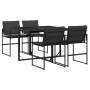Juego de comedor de jardín 5 pzas con cojines textileno negro by , Garden sets - Ref: Foro24-3295073, Price: 262,19 €, Discou...
