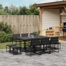 Juego de comedor de jardín 11 pzas con cojines textileno negro by , Garden sets - Ref: Foro24-3295084, Price: 477,18 €, Disco...