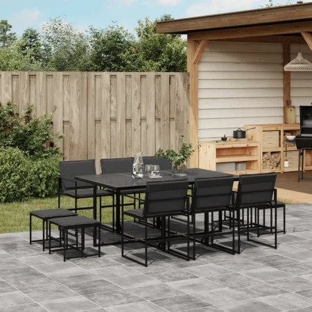 Gartensitzgruppe 11-teilig mit schwarzen Textilen-Kissen von , Gartensets - Ref: Foro24-3295084, Preis: 477,18 €, Rabatt: %