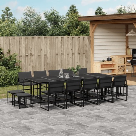 Juego de comedor de jardín 15 pzas con cojines textileno negro by , Garden sets - Ref: Foro24-3295086, Price: 777,40 €, Disco...