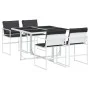Juego de comedor de jardín 5 pzas con cojines textilene blanco by , Garden sets - Ref: Foro24-3295103, Price: 258,53 €, Disco...