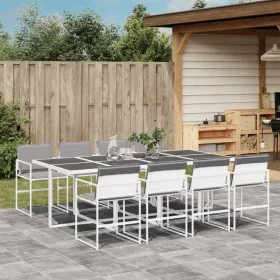 Juego de comedor de jardín 9 pzas con cojines textilene blanco by , Garden sets - Ref: Foro24-3295090, Price: 515,47 €, Disco...