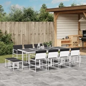 Juego de comedor de jardín 13 pzas con cojines textilene blanco by , Garden sets - Ref: Foro24-3295115, Price: 594,33 €, Disc...