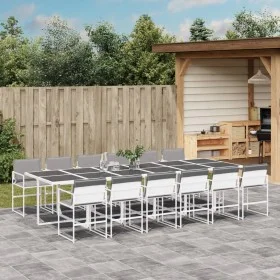 Juego de comedor de jardín 13 pzas con cojines textilene blanco by , Garden sets - Ref: Foro24-3295092, Price: 801,41 €, Disc...