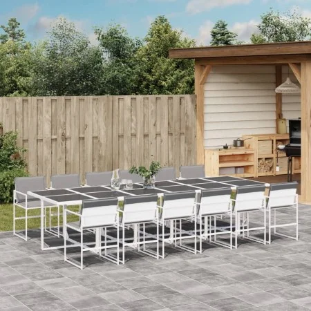 Juego de comedor de jardín 13 pzas con cojines textilene blanco by , Garden sets - Ref: Foro24-3295092, Price: 800,11 €, Disc...