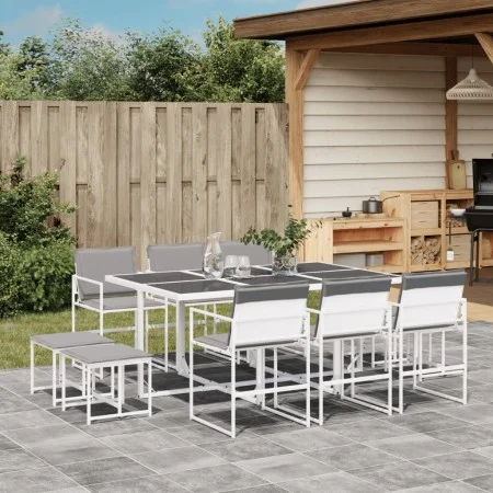 Gartensitzgruppe 11-teilig mit weißen Textilene-Kissen. von , Gartensets - Ref: Foro24-3295099, Preis: 466,76 €, Rabatt: %