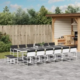 Juego de comedor de jardín 17 pzas con cojines textilene blanco by , Garden sets - Ref: Foro24-3295117, Price: 875,08 €, Disc...