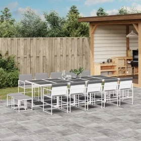 Juego de comedor de jardín 15 pzas con cojines textilene blanco by , Garden sets - Ref: Foro24-3295101, Price: 757,41 €, Disc...