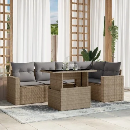 Juego de sofás jardín con cojines 6 pzas ratán sintético beige by , Garden sets - Ref: Foro24-3267259, Price: 428,11 €, Disco...