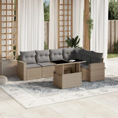 Set sofás de jardín 7 piezas y cojines ratán sintético beige von , Gartensets - Ref: Foro24-3267299, Preis: 489,22 €, Rabatt: %