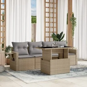Juego de sofás jardín con cojines 5 pzas ratán sintético beige by , Garden sets - Ref: Foro24-3267729, Price: 356,61 €, Disco...