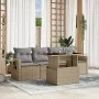 Juego de sofás jardín con cojines 5 pzas ratán sintético beige by , Garden sets - Ref: Foro24-3267729, Price: 356,61 €, Disco...