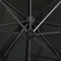 Sombrilla de jardín voladiza con palo y luces LED negro 250 cm