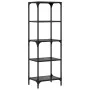 Regalbrett mit schwarzer Glasoberfläche und Stahlgestell, 40x30x123 cm. von , Kleiderbügel und Regale - Ref: Foro24-846041, P...