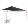 Sombrilla de jardín voladiza con palo y luces LED negro 250 cm