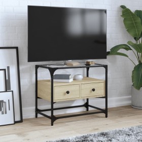 Mueble TV cristal y madera ingeniería roble Sonoma 60x35x51 cm by , TV Furniture - Ref: Foro24-846055, Price: 56,82 €, Discou...