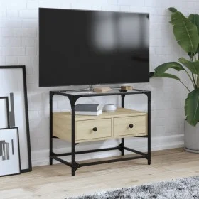 TV-Möbel aus Glas und Holz, Eiche Sonoma, 60x35x51 cm. von , TV-Möbel - Ref: Foro24-846055, Preis: 56,06 €, Rabatt: %