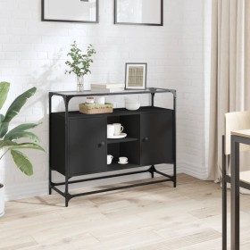 Aparador tapa de cristal y madera ingeniería negro 98x35x81 cm by , Sideboards - Ref: Foro24-846069, Price: 106,71 €, Discoun...