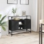 Schwarzer Schrank mit Glas- und Holzdeckel, 98x35x81 cm. von , Sideboards - Ref: Foro24-846069, Preis: 106,71 €, Rabatt: %