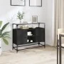 Schwarzer Schrank mit Glas- und Holzdeckel, 98x35x81 cm. von , Sideboards - Ref: Foro24-846069, Preis: 105,00 €, Rabatt: %