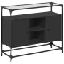 Aparador tapa de cristal y madera ingeniería negro 98x35x81 cm de , Aparadores - Ref: Foro24-846069, Precio: 105,15 €, Descue...