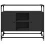 Aparador tapa de cristal y madera ingeniería negro 98x35x81 cm de , Aparadores - Ref: Foro24-846069, Precio: 105,15 €, Descue...