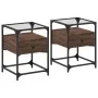 Mesitas noche 2 uds madera ingeniería marrón roble 40x40x55 cm by , Nightstands - Ref: Foro24-846083, Price: 85,00 €, Discoun...