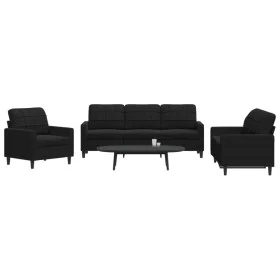 Juego de sofás con cojines 3 piezas terciopelo negro by , Sofas - Ref: Foro24-3278356, Price: 642,98 €, Discount: %