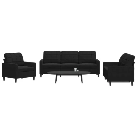 Juego de sofás con cojines 3 piezas terciopelo negro by , Sofas - Ref: Foro24-3278356, Price: 642,98 €, Discount: %