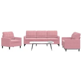 Dreiteiliges Sofaset mit rosa Samtkissen. von , Sofas - Ref: Foro24-3278354, Preis: 717,82 €, Rabatt: %