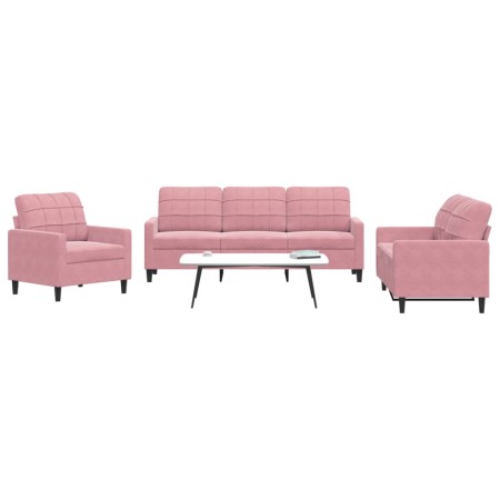 Dreiteiliges Sofaset mit rosa Samtkissen. von , Sofas - Ref: Foro24-3278354, Preis: 731,94 €, Rabatt: %