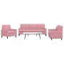 Juego de sofás con cojines 3 piezas terciopelo rosa by , Sofas - Ref: Foro24-3278354, Price: 731,94 €, Discount: %