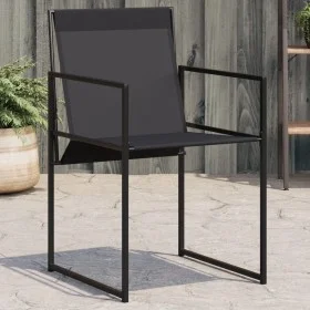 Sillas de jardín con cojines 4 unidades acero y textilene negro by , Garden chairs - Ref: Foro24-4008593, Price: 117,18 €, Di...