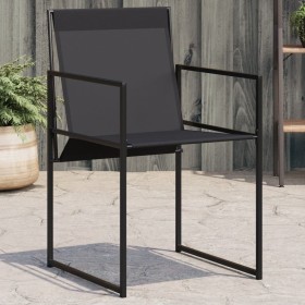 Sillas de jardín con cojines 4 unidades acero y textilene negro de , Sillas de jardín - Ref: Foro24-4008593, Precio: 119,66 €...