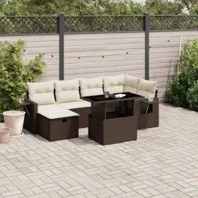 Juego de sofás de jardín 7 piezas con cojines ratán PE marrón by , Garden sets - Ref: Foro24-3274983, Price: 506,92 €, Discou...