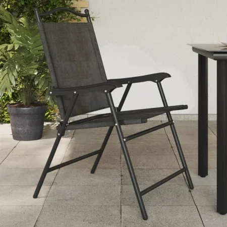 Sillas de jardín plegables 4 uds acero y textileno gris melange de , Sillas de jardín - Ref: Foro24-3157287, Precio: 182,48 €...