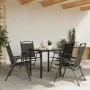 Sillas de jardín plegables 4 uds acero y textileno gris melange de , Sillas de jardín - Ref: Foro24-3157287, Precio: 182,48 €...