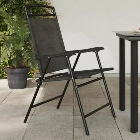 Sillas de jardín plegables 4 uds acero y textileno gris melange by , Garden chairs - Ref: Foro24-3157293, Price: 175,68 €, Di...