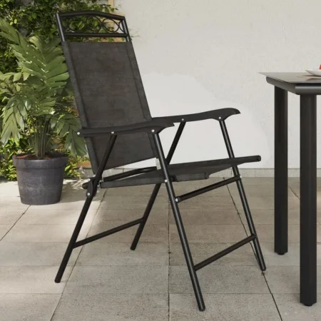 Faltbare Gartenstühle, 4 Stück, aus Stahl und grauem Melange-Textilene von , Gartenstühle - Ref: Foro24-3157293, Preis: 173,5...