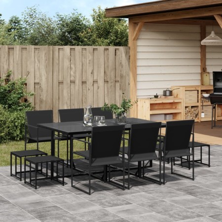 Juego de comedor de jardín 11 piezas textileno negro by , Garden sets - Ref: Foro24-3295129, Price: 434,68 €, Discount: %