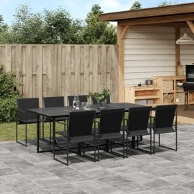 Juego de comedor para jardín 9 piezas textilene negro by , Garden sets - Ref: Foro24-3295120, Price: 444,75 €, Discount: %