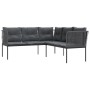 Sofá de jardín con cojines forma de L acero y textileno negro by , Outdoor sofas - Ref: Foro24-4008111, Price: 283,59 €, Disc...