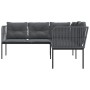 Sofá de jardín con cojines forma de L acero y textileno negro by , Outdoor sofas - Ref: Foro24-4008111, Price: 283,59 €, Disc...