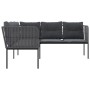 Sofá de jardín con cojines forma de L acero y textileno negro by , Outdoor sofas - Ref: Foro24-4008111, Price: 283,59 €, Disc...