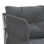Sofá de jardín con cojines forma de L acero y textileno negro by , Outdoor sofas - Ref: Foro24-4008111, Price: 283,59 €, Disc...